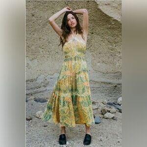 Zara Yellow and Green Maxi Dress